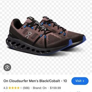 - On Cloudsurfer mens black/cobalt 7